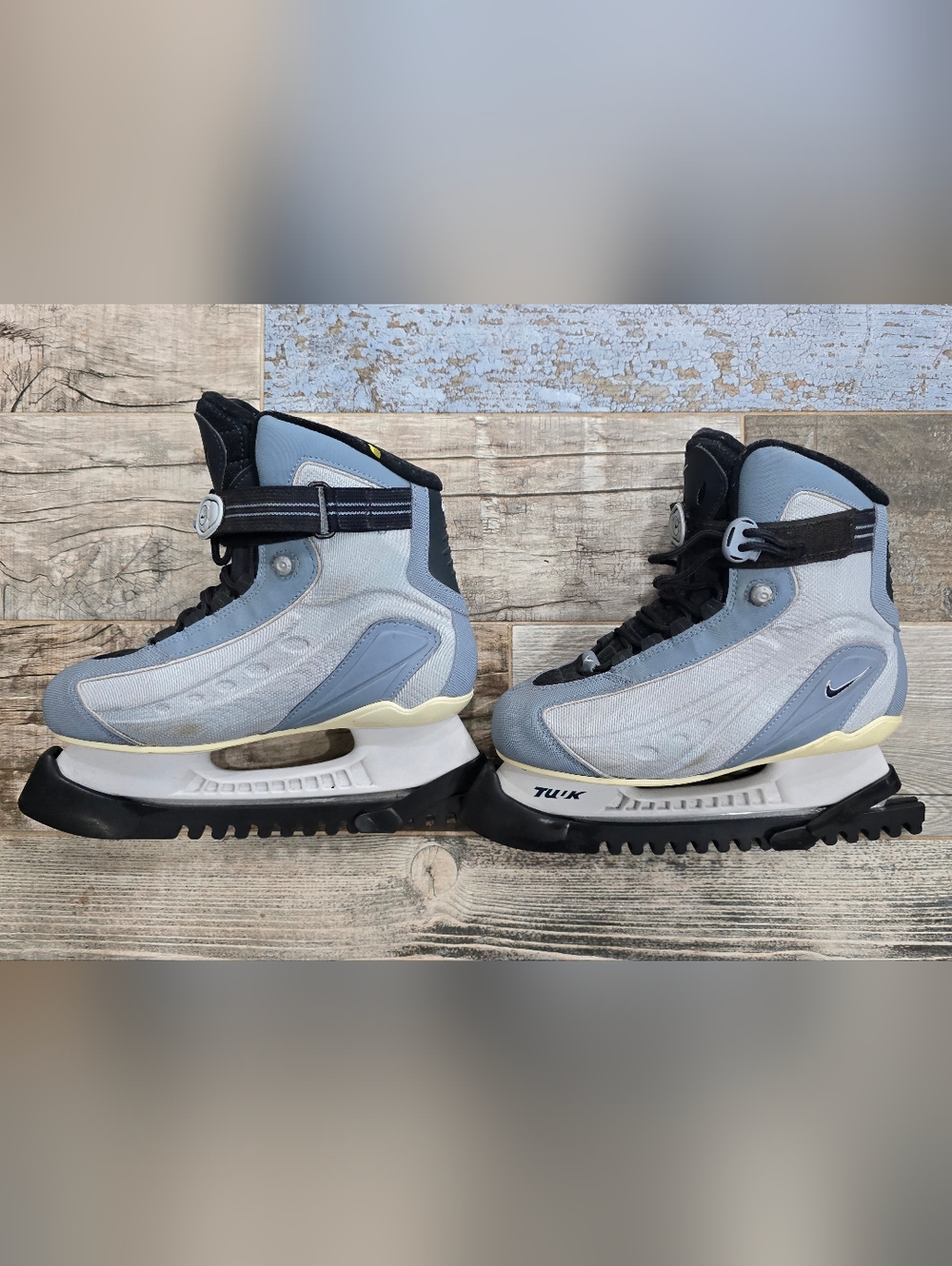 Nike Women's Light Blue and Black Ice Hockey Skates